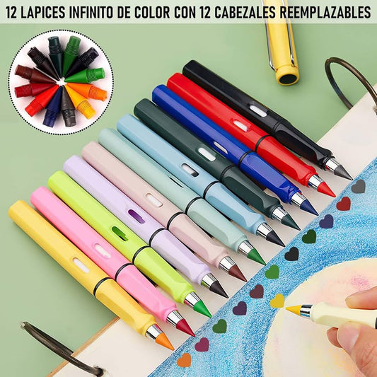 Lapiz Infinito de 12 Colores para Niños